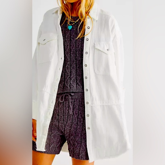 We the Free distressed denim white jacket - Picture 1 of 14